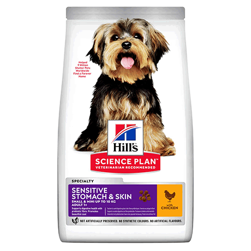 604733 Hill`s Science Plan Sensitive Stomach & Skin Small & Mini with Chicken ����� � ������� ��� �������� ����� ������ � ����������� ����� � �������������� ������������ � ����� 1,5 ��
