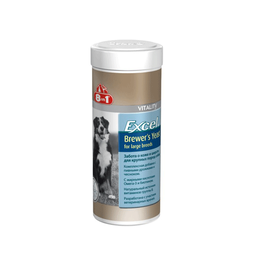 8in1 Excel Brewers Yeast with Garlic ������� � ������� �������� � �������� ��� ����� ������� �����, 80 ��������