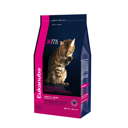 Eukanuba Adult for Overweight & Sterilised Cats �������� ����������� ����� ���� ��� ��������������� ����� � �����, �������� � ������� 1,5 ��
